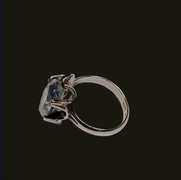 VINTAGE .925 Scalloped Sterling 5 Carat Marquise Cut Aquamarine Stone - Picture 10 of 15